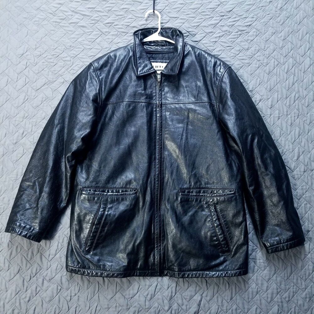Wilsons M. Julian Leather Jacket Soft Mens Size L Black Cinch Belts Insulated